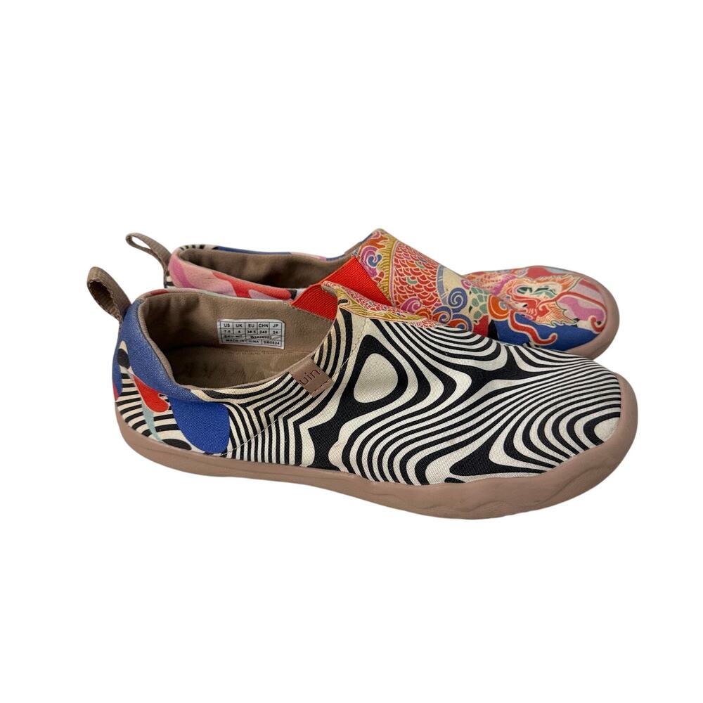 UIN Shoes Women’s Size 7.5 Flying Dragon Toledo Canvas Loafers Slip On Artsy